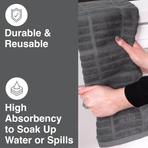 All-Clad Solid Kitchen Towel: Highly Absorbent, Super Soft Long Lasting - 100% Cotton, 17x30 Tea Towel for Cleaning & Drying Dishes, Pans, Glassware, or Countertops, (2-Pack), Pewter
