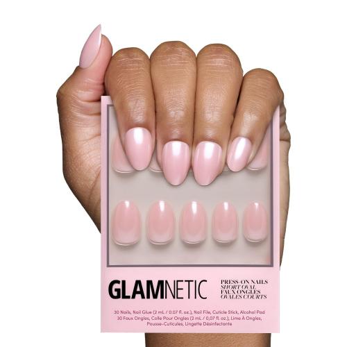 Glamnetic Press On Nails - Short Oval, Glazed Fake Nails 30 Pc Full Kit