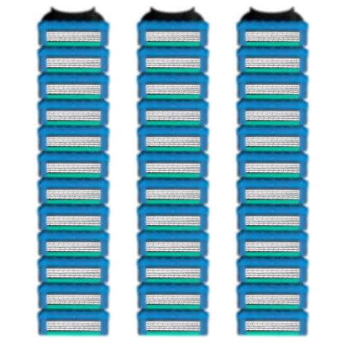 36 Blades Replacement Parts for GL-Fusion 5 Style Razors (Blue-Green), Wet Razors Men's Blades Value Packs
