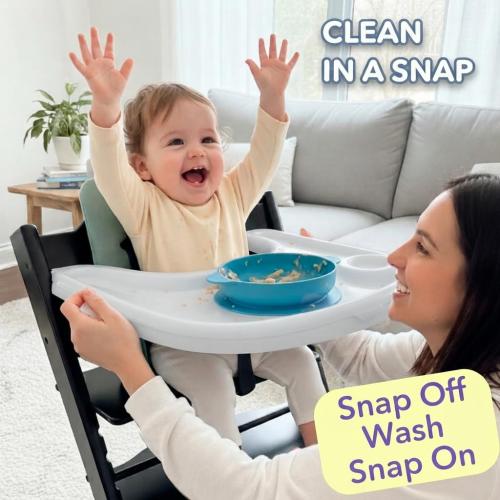 Tray Cover for Stokke Tripp Trapp High Chair – Opal | Easy-Clean Glossy Surface with Suction Plate Lock | Perfect Snap-On Fit Protects Original Tray | Dishwasher Safe