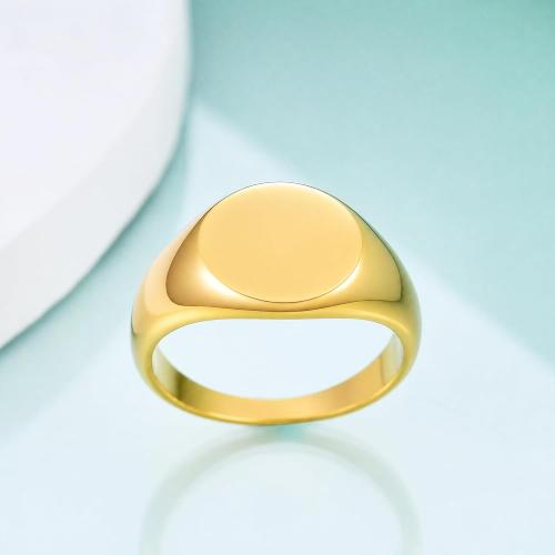 MYNENEY Stainless Steel Round Statement Pinky Signet Rings for Men Women