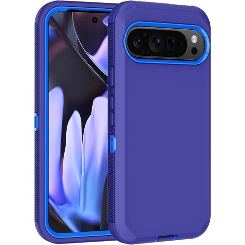 for Google Pixel 9 Pro XL Case with Built in Screen Protector Heavy Duty Military Grade Drop Protection, Full Body Shockproof Protective Phone Case for Google Pixel 9 Pro XL 2024 (Blue)