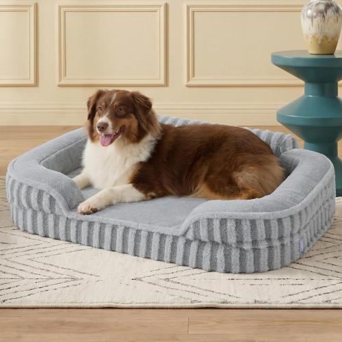 LE SURE Cute Cozy High Back Orthopedic Dog Beds Large Sized Dog,35 Grey
