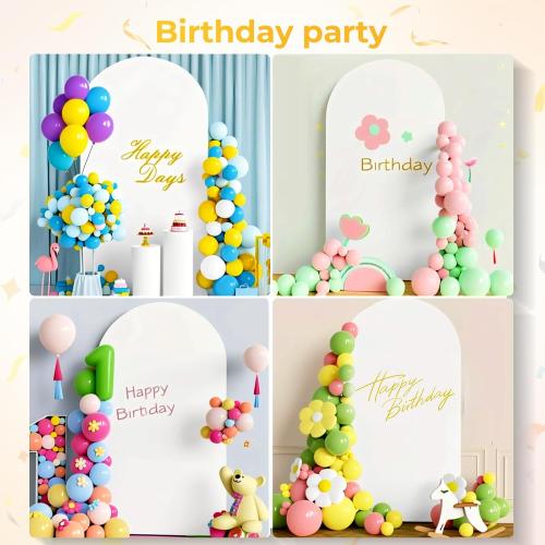 7.2FT Metal Arch Backdrop Stand and Cover Set, Gold Wedding Backdrop Arch Stand with Cover, Balloon Arch Stand with White Arch Cover for Birthday Party Baby Shower Graduation Ceremony Decorations