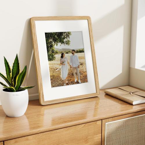 Dreamland 11x14 Oak Wood Picture Frame Matted to 8x10, 1 Pack