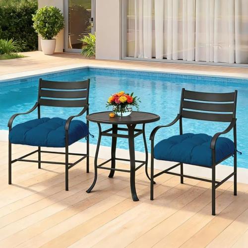 Outdoor Chair Cushions , 19x19 Tufted Outdoor Seat Cushions, Waterproof Patio Furniture Cushions,Navy Blue