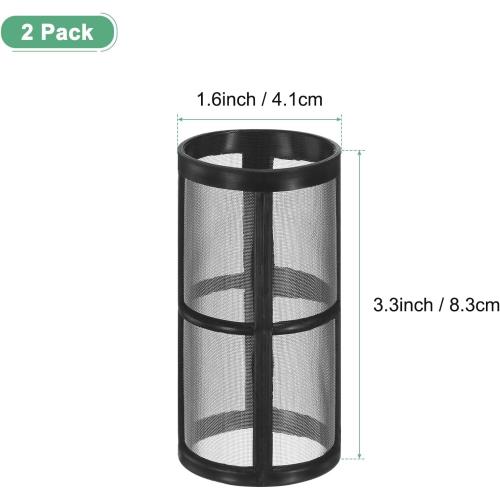 M METERXITY 2-Pack 100 Mesh Stainless Steel Filter Screen, Reusable Water Pump Strainer Replacement for Sediment Filter T Strainer, Inline Water Filter Accessory [Black]