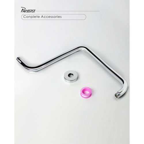 PHASAT S Shaped Shower Arm with Flange,High Rise Shower Head Extension Arm Chrome,PU9D02