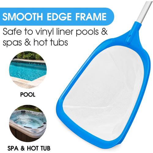 TidyMister Pool Skimmer Hot Tub Skimmer Spa Net with 12'' Aluminum Pole Ultra Fine Mesh Pool Net Accessories Leaf Skimmer for Small Pools Fine Debris