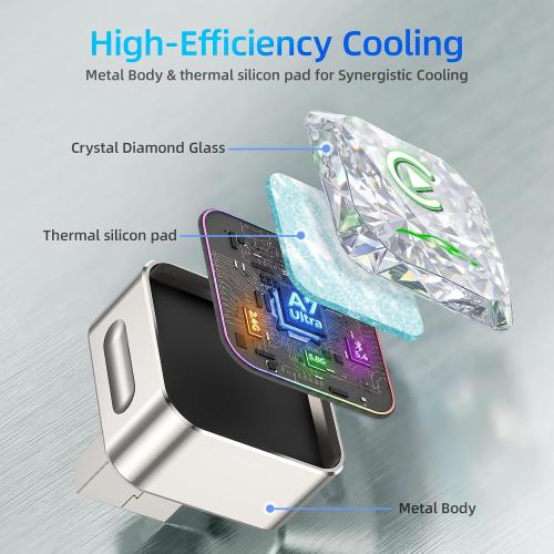 Wireless CarPlay Adapter, 5.8G Quad-Core Chip No Latency, Aerospace Silicone Cooling, Zn-Alloy & Diamond Panel, Plug & Play Wired to Wireless CarPlay Adapter