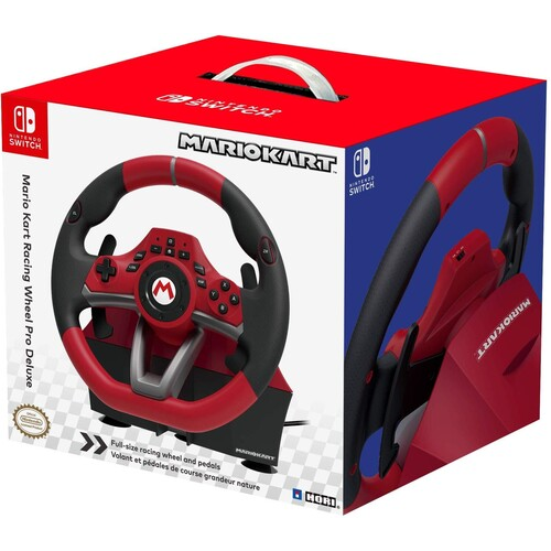 Hori - Red and Black Super Mario Kart Edition Nintendo Switch Deluxe Pro Video Game Racing Wheel