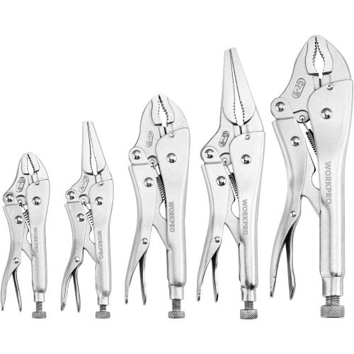WORKPRO 5-Piece Locking Pliers Set, Vice Grips with Chrome-vanadium Steel