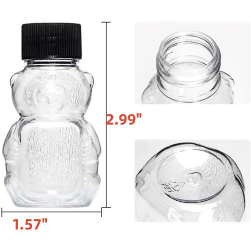 6 Pack Honey Bear Bottle 2oz Bear Shape Clear Empty Honey Bottles Honey Jar with Screw Lid,Plastic Mini Honey Jars Party Favors for Storing and Dispensing (6)