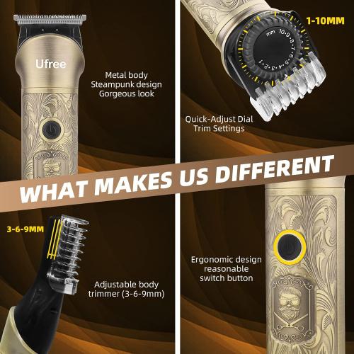 Ufree Beard Trimmer for Men, Electric Razor Shaver, Cordless Hair Clipper Shaving Kit for Mustache Body Nose Ear Hair Facial, Adjustable Beard Grooming Kit Birthday Gifts for Men