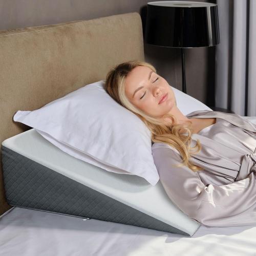 Bed Wedge Pillow Chic Jacquard Cover for Sleeping and Acid Reflux, Heartburn (Standard Width 7.5 Height)