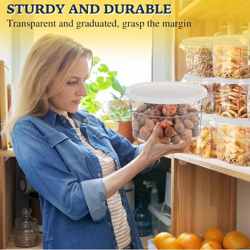 Ziliny 1 Pcs 2 Qt Dough Proofing Container with Lid and Red Scale, White