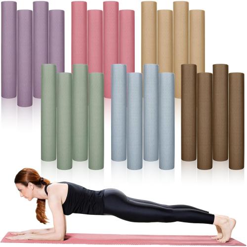 Timgle 24 Pack 68 x 24 Yoga Mat Bulk, 4mm Thick Extra Long Sports Mat Anti Slip Tear Resistant Yoga Exercise Set for Fitness Stretching Home Workout Gym and Studio