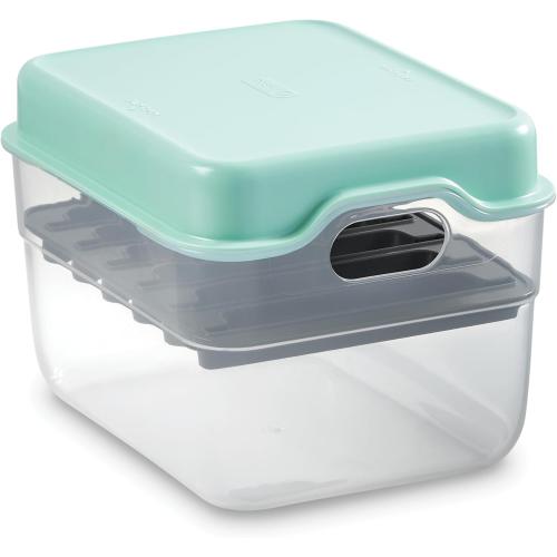DASH MultiMaker Mini System Removable Plate Storage Case - Plate Organizer with Lid - Stackable Countertop or Cabinet Organizer Storage for Removable Plates - Aqua MISSING INSERT
