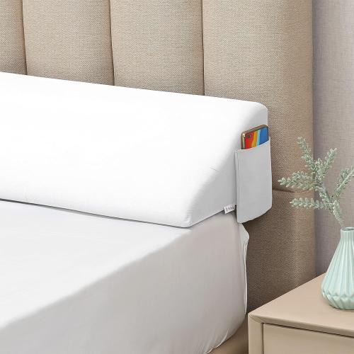 Vekkia Queen Size Bed Wedge Pillow for Headboard Gap/Mattress Wedge Gap Filler/Bed Gap Filler Fill 0-6 Gap Between Headboard and Mattress,60x10x6-White