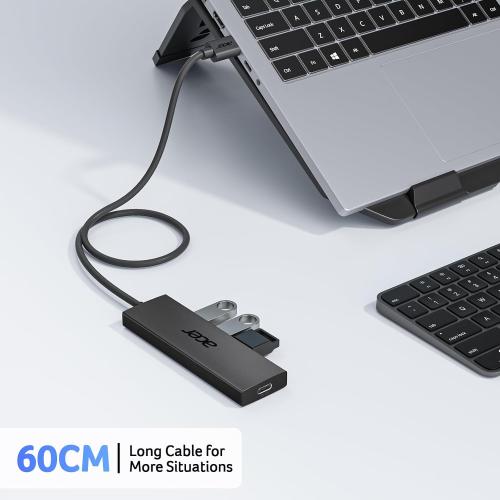 Acer USB Hub 4 Ports, Multiple USB 3.0 Hub, USBA Splitter for Laptop/PC 2FT