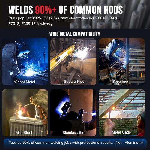 250Amp Stick Welder 110V/220V Dual Voltage, with LED Display ARC Welding Machine w/Hot Start, IGBT Inverter, Portable Welder with Complete Kit (10 Rods, Clamps, Gloves), Anti-Stick for Home/Diy/Farm