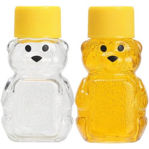 6 Pack Honey Bear Bottle 2oz Bear Shape Clear Empty Honey Bottles Honey Jar with Screw Lid,Plastic Mini Honey Jars Party Favors for Storing and Dispensing (6)