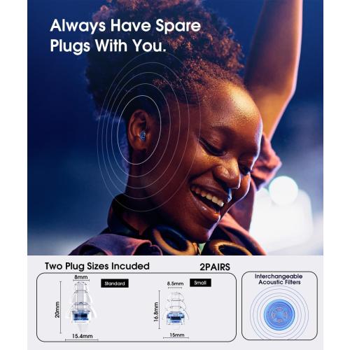 Hearprotek Concert Ear Plugs, 2Pairs Reusable high Fidelity Musician Ear Plugs for Concerts Loud Music-Noise Reduction Ear Protection earplugs for Rave,Festival,Music,Tinnitus Relief