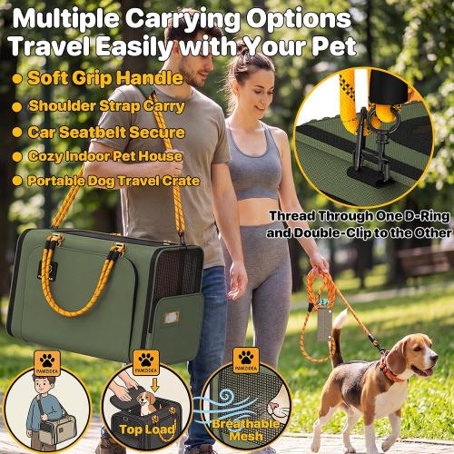 PAWZIDEA Expandable Large Pet Carrier, Soft-Sided 2–4 Cats Carrier Up 55lbs