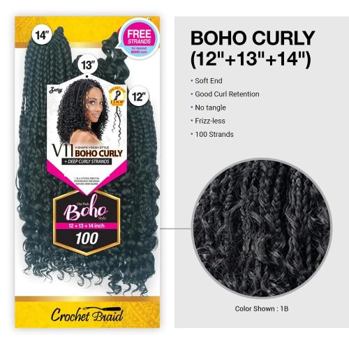 Royal Zury Crochet Briad V-shape Finish Style V11 Boho Curly (12 13 14) (SOM 27/30)