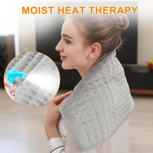Deepsoon Heating Pad,Electric Heating Pads for Back,Neck,Abdomen,Moist Heating Pad for Shoulder,Knee,Arms,Legs,Dry/Moist Heat & Auto Shut Off,Christmas Gifts for Men and Women, Gray,24x12 Inch