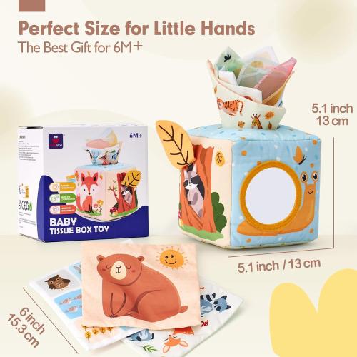 hahaland Baby Tissue Box Toy - 6 Month Old Montessori Baby Toys 6-12 Months