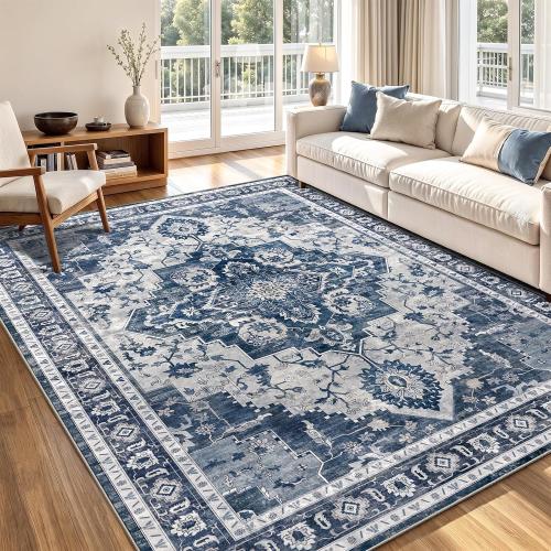 6x9 Area Rugs Living Room Rug: Soft Vintage Washable Rug