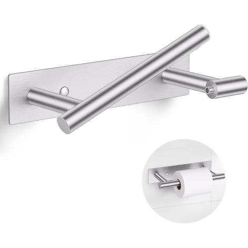 Lairuier Brushed Nickel Toilet Paper Holder, Adhesive or Screw Wall Mount