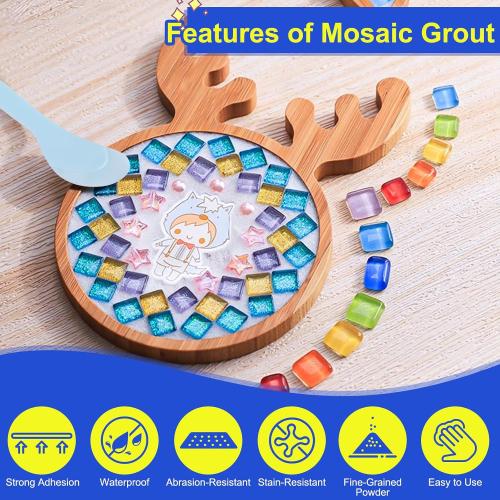 Mosaic Grout for Crafts, 28.2oz Big Capacity, Grout for Mosaic Tiles Crafts, Essential for Handmade Grouting, DIY Craft Projects Accessories, No Need to add Water, Direct Caulking Tile Tools