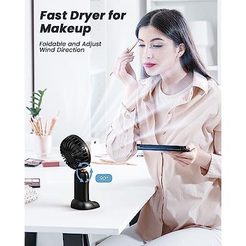 coldSky Portable Handheld Fan, 4000mAh Rechargeable Personal Fan - Black | 3-in-1 Hand, Desk & Neck Fan, 20H Max Cooling, 5 Speed, LED Display, 90° Foldable Fan for Travel/Indoor/Outdoor/Gifts