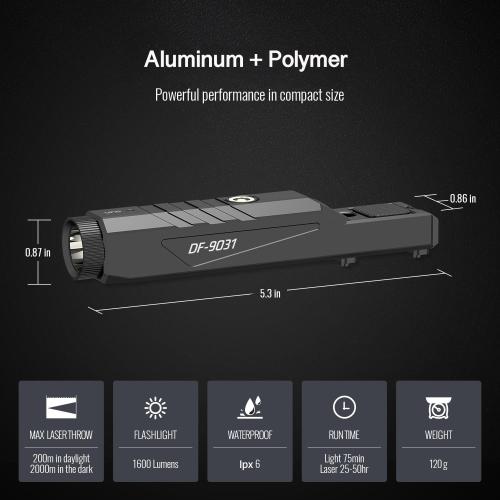 DEFENTAC 1600 Lumens Green Laser Light Combo for Rifle