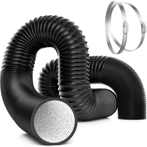 VIVOSUN 6 Inch 8 Feet Flexible Aluminum Ducting with 2 Clamps, Black