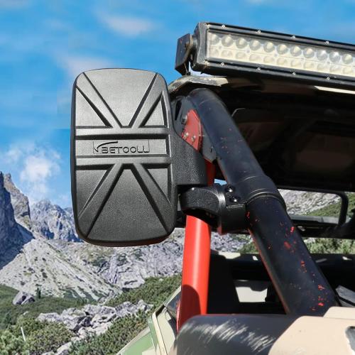 BETOOLL Upgraded Adjustable Pair UTV Side Mirror Set 1.75 or 2inch Roll Bar Cage, Universal UTV Side View Mirrors High Impact(Pack of 2)
