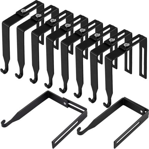 Amylove 8 Pcs Adjustable Cubicle Hooks Metal Hangers, Black, Classic