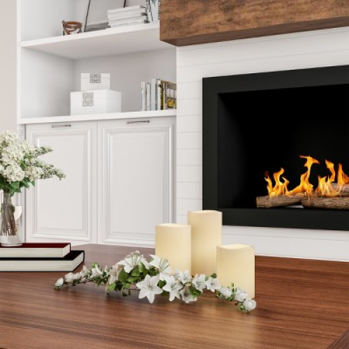 3-Piece Flameless Candle Set - Remote Controlled, LED Candles, Real Wax, Battery Operated for Home, Wedding, or Christmas Decor by Lavish Home (White)