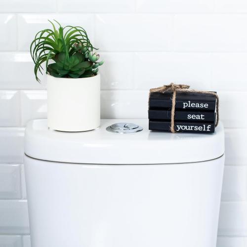 Farmhouse Bathroom Decor - Funny Rustic Wooden Mini Books, Black