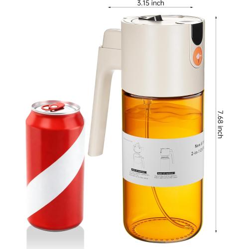 Olive Oil Sprayer & Dispenser Bottle for Cooking 17oz Dark Glass Oil Mister