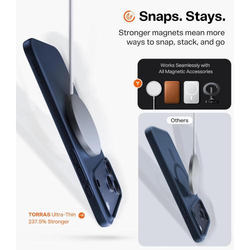 TORRAS Magnetic Slim Fit Case for iPhone 17 Pro Max Thin Deep Blue | Fit for MagSafe, Matte Hard Bayer PC Material, Anti-scratch, 6.9-inch OriginFit, Ultra Slim Lightweight Protective Hard Cover