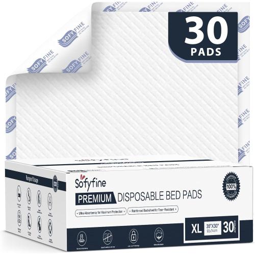 Tear Resistant Disposable Bed Pads Adults Chucks Incontinence Underpads 30x 36(30 Count)