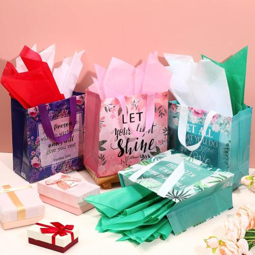 Riakrum 32 Pcs Christian Gift Bags Bulk, Bible Verse Non Woven Tote