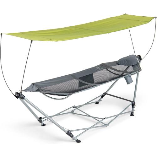 Lucania Portable Hammock with Stand and Canopy - Foldable Freestanding Heavy Duty Hammock for Indoor, Outdoor, Camping, Patio & Backyard (290 lbs Capacity)