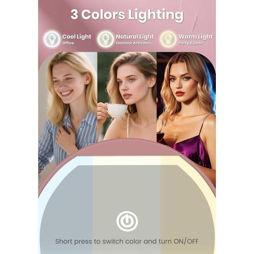 Magnifying Mirror, Rechargeable Compact Makeup Mirror with Light 40X Rose