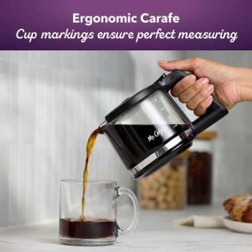 Mr. Coffee 5-Cup Programmable Coffee Maker Black: Drip Coffee Machine, Electric, Dishwasher-Safe, Paper Filter, 25 oz Capacity