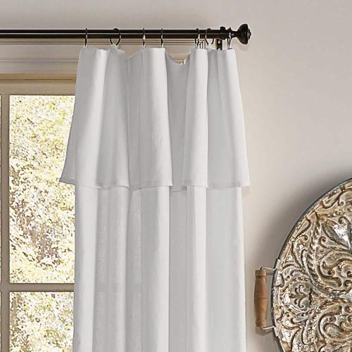 Drop Cloth White Cotton Solid 50 in. W x 84 in. L Ring Top Light Filtering Curtain (Single Panel)