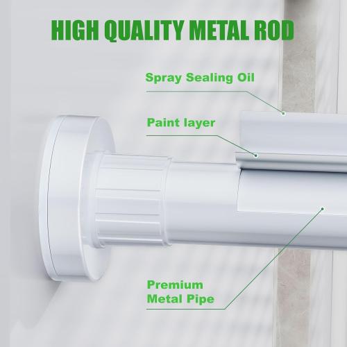 Ausemku Shower Curtain Rod 32-80 Inch Adjustable - 1 Inch Diameter Heavy Duty No drill Spring Tension Shower Rod, Non-Slip Rustproof Telescopic Rod for Bathroom, White